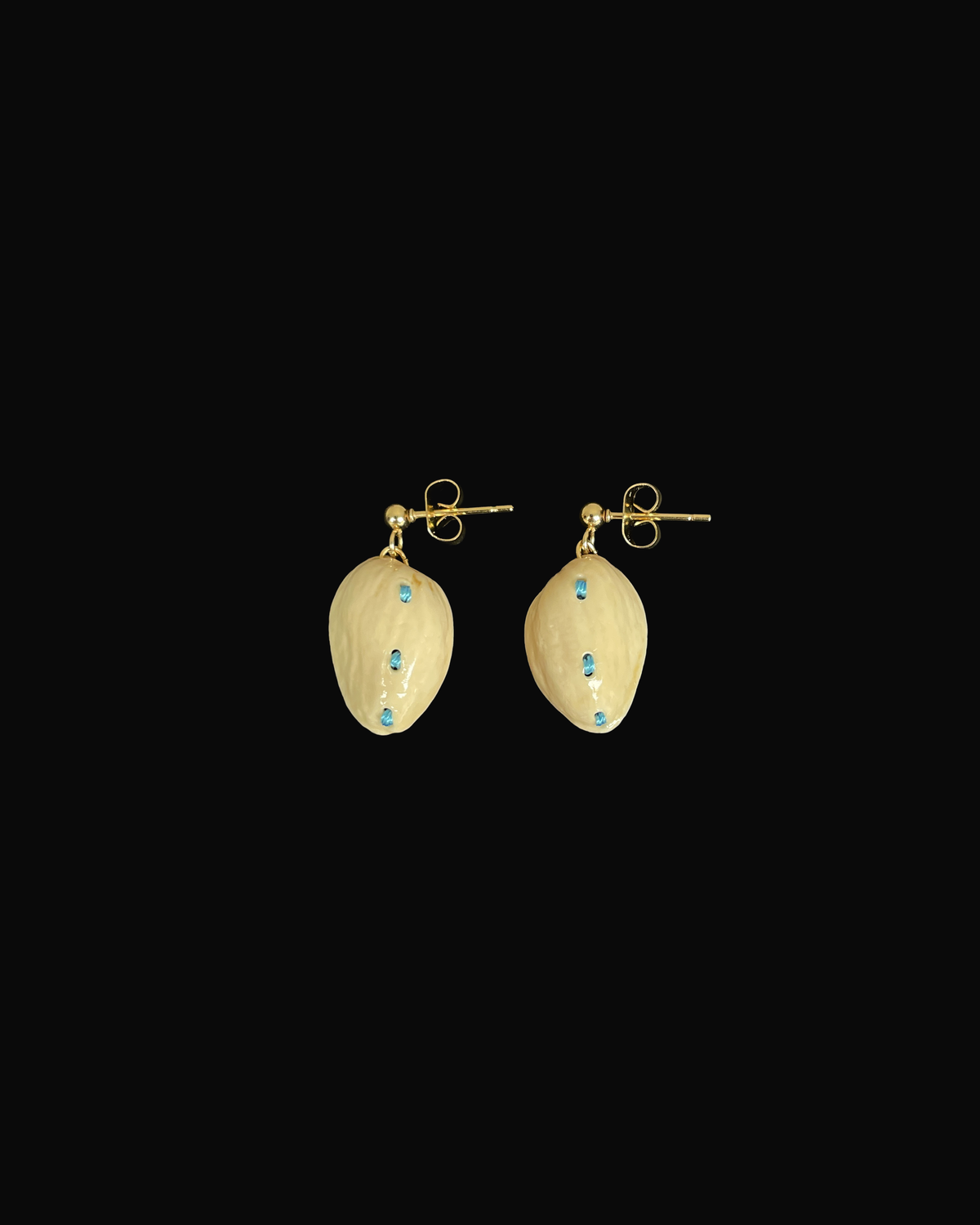 Pistachio Shell Vertical Stitch Earrings