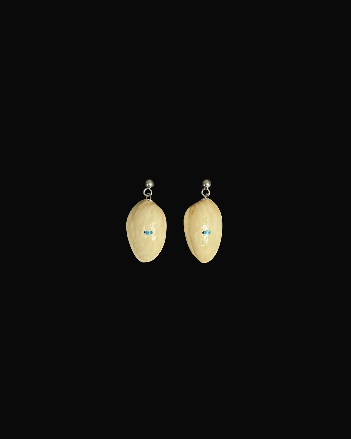 Pistachio Shell Center Stitch Earrings