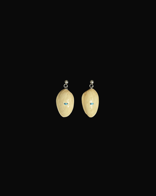 Pistachio Shell Center Stitch Earrings
