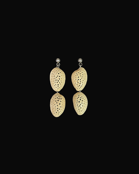 Double Pistachio Shell Veil Earrings