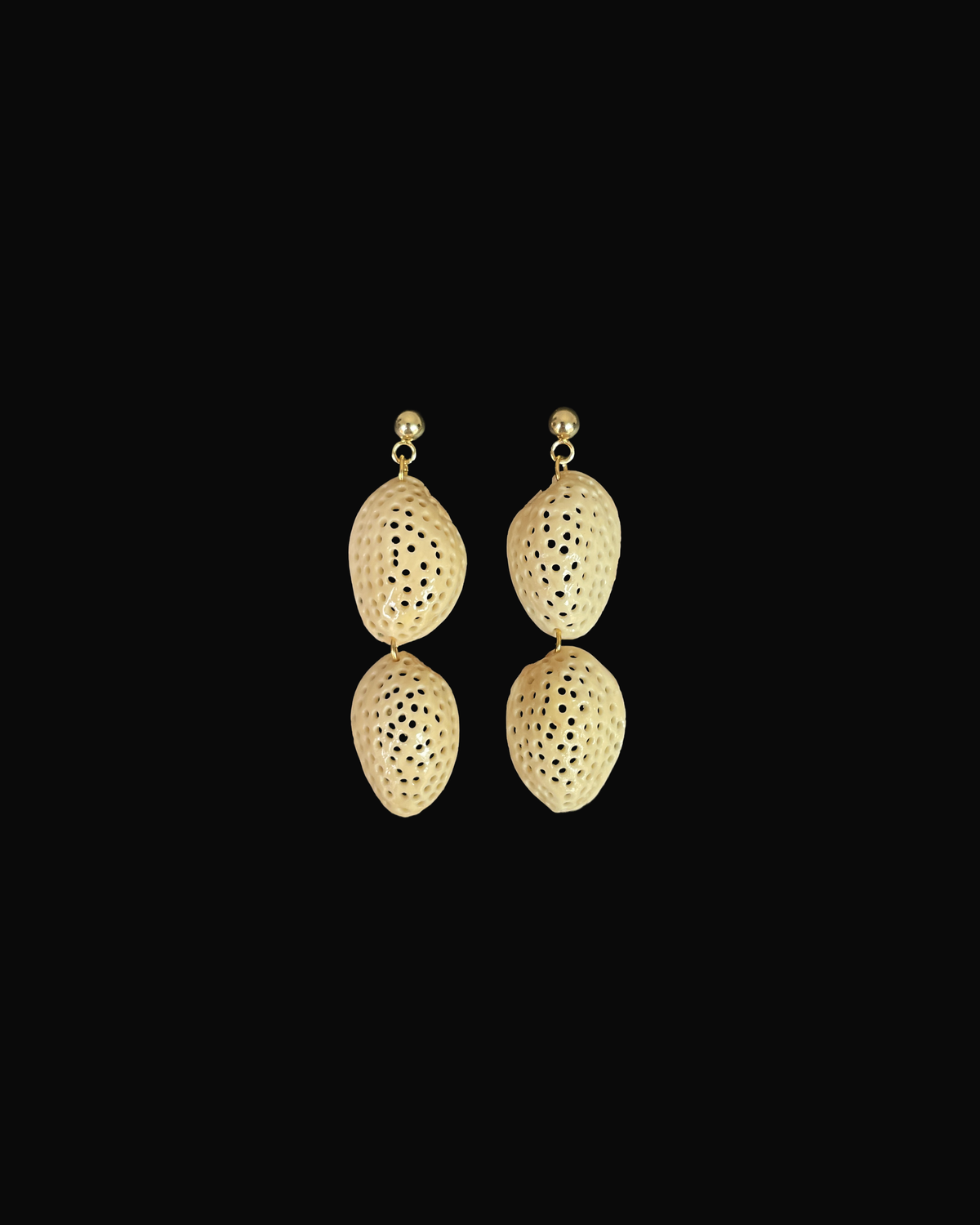 Double Pistachio Shell Veil Earrings