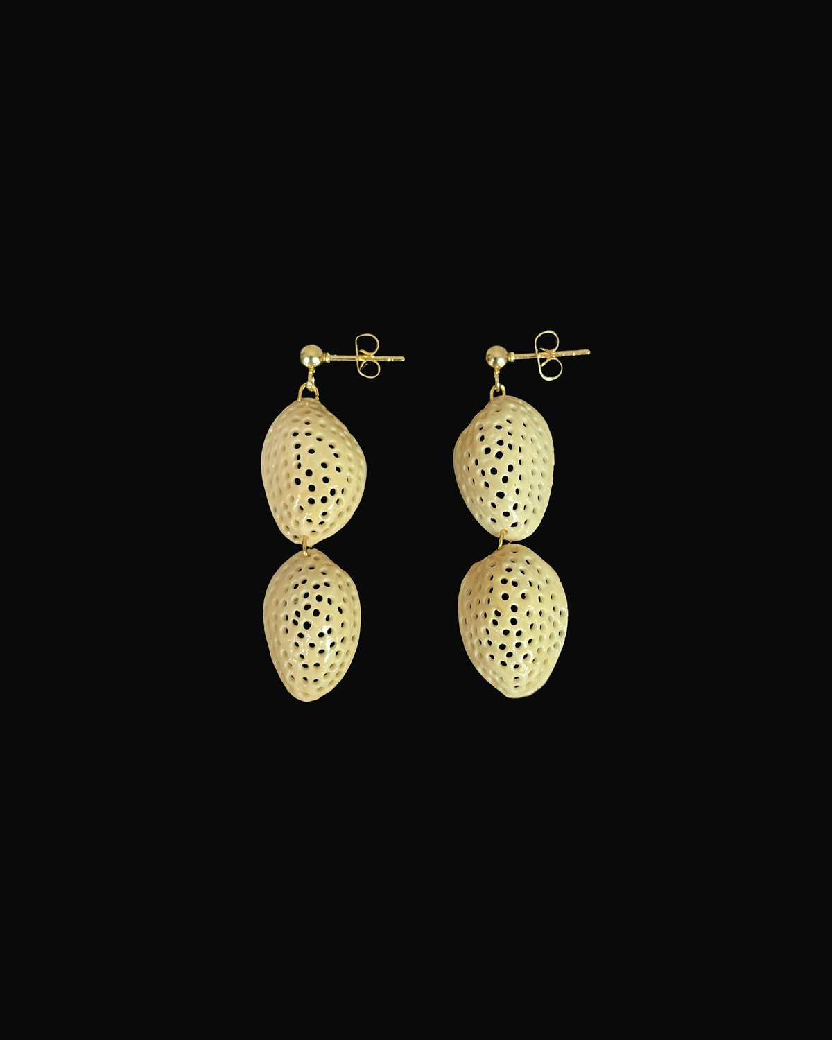 Double Pistachio Shell Veil Earrings
