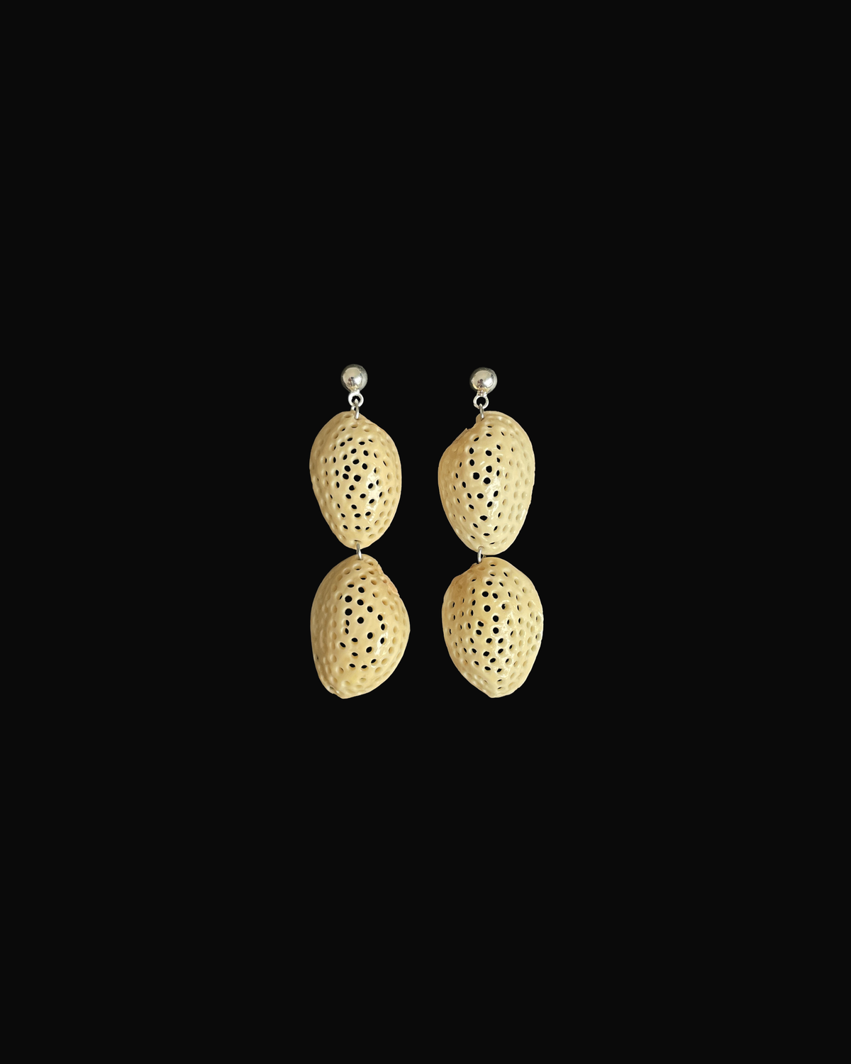 Double Pistachio Shell Veil Earrings