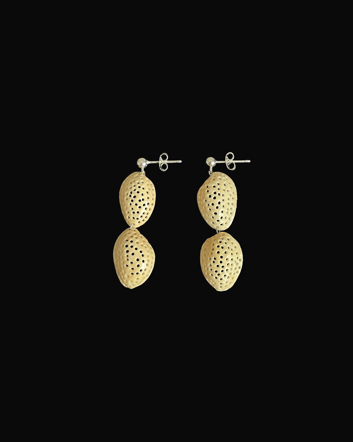 Double Pistachio Shell Veil Earrings