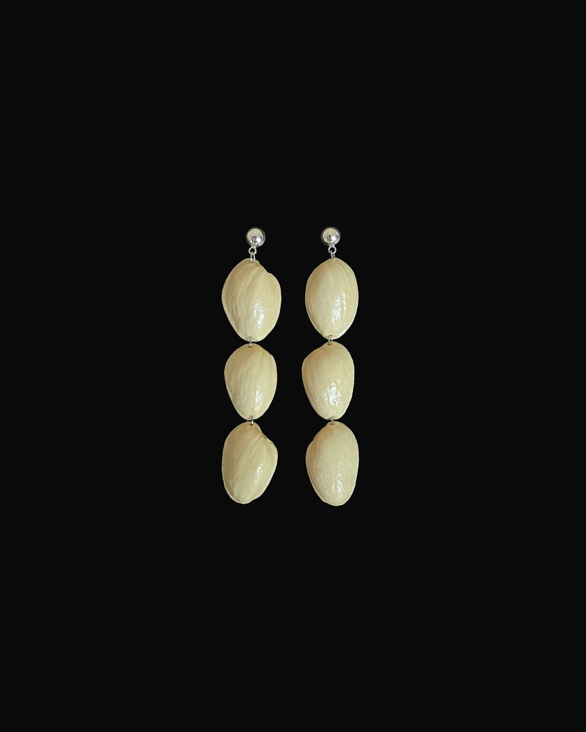Triple Pistachio Shell Earrings
