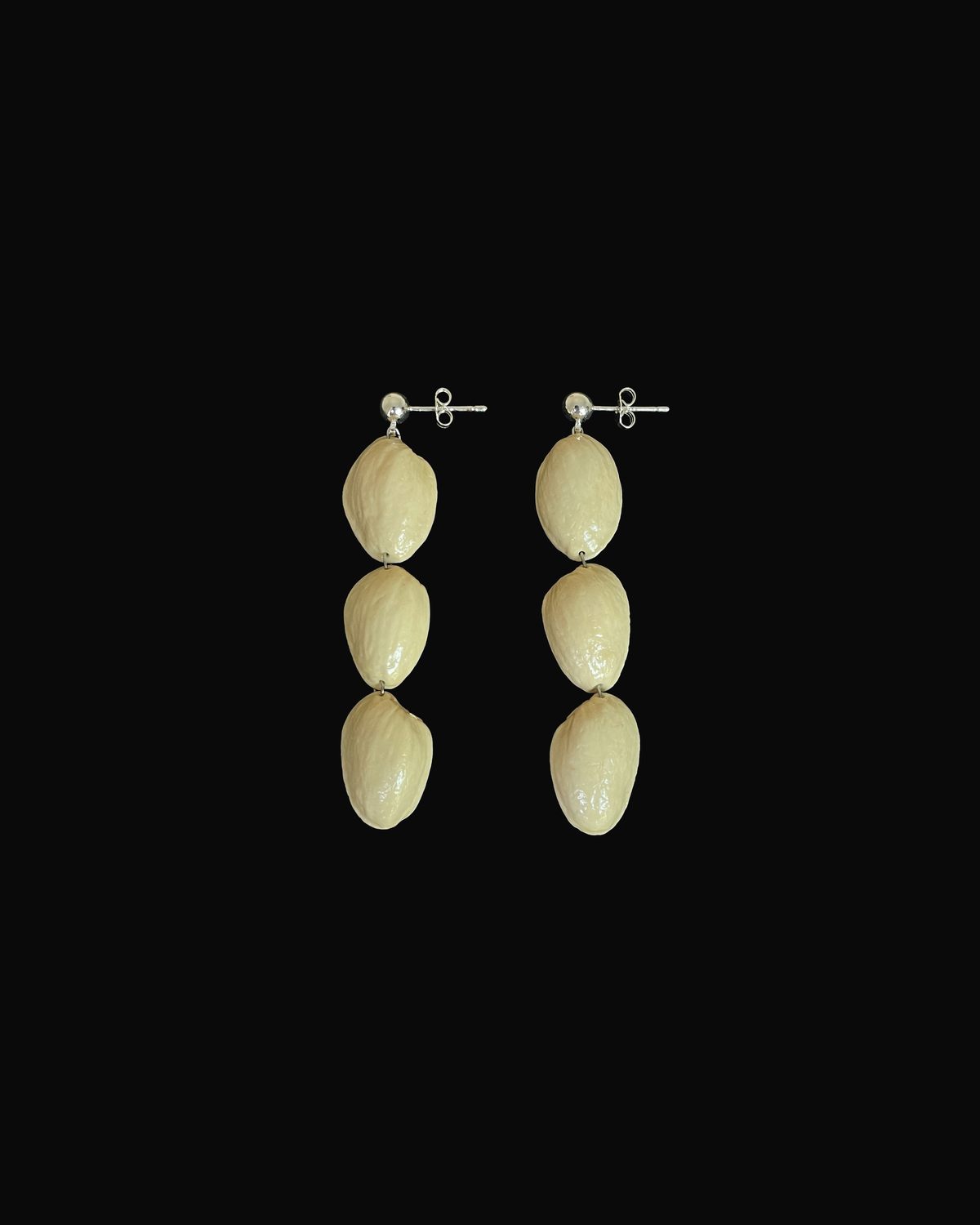 Triple Pistachio Shell Earrings