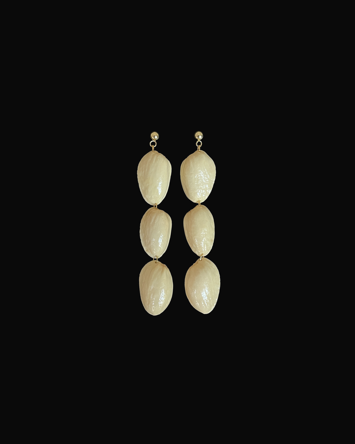 Triple Pistachio Shell Earrings