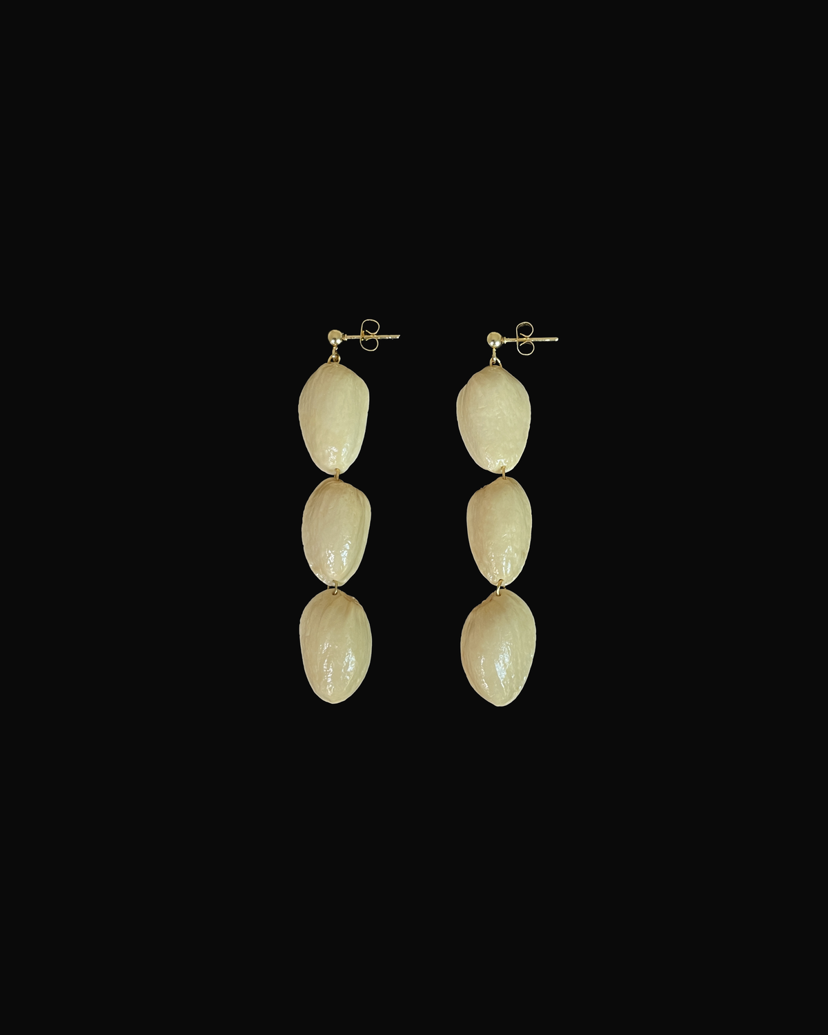 Triple Pistachio Shell Earrings