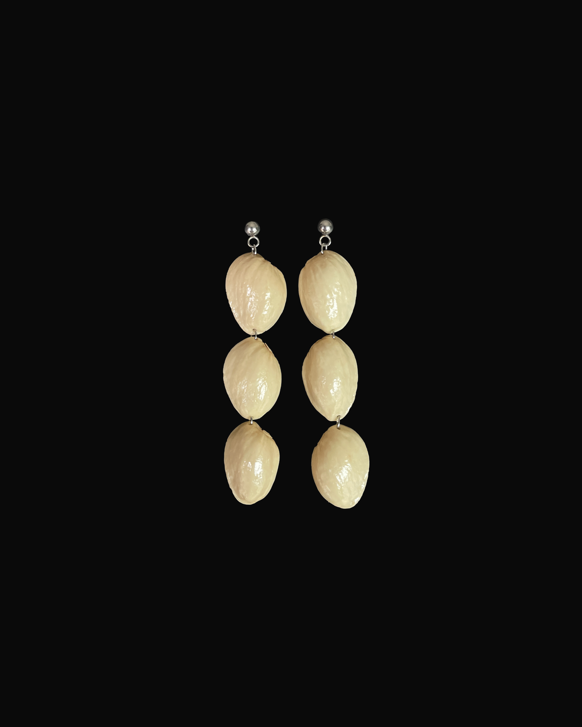 Triple Pistachio Shell Earrings