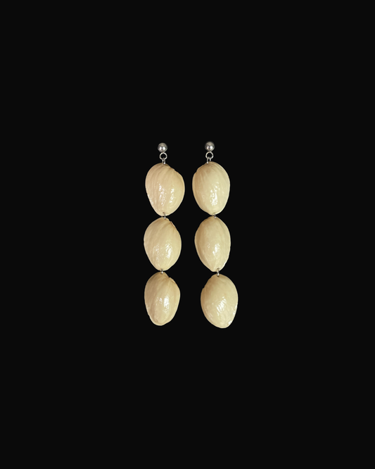 Triple Pistachio Shell Earrings