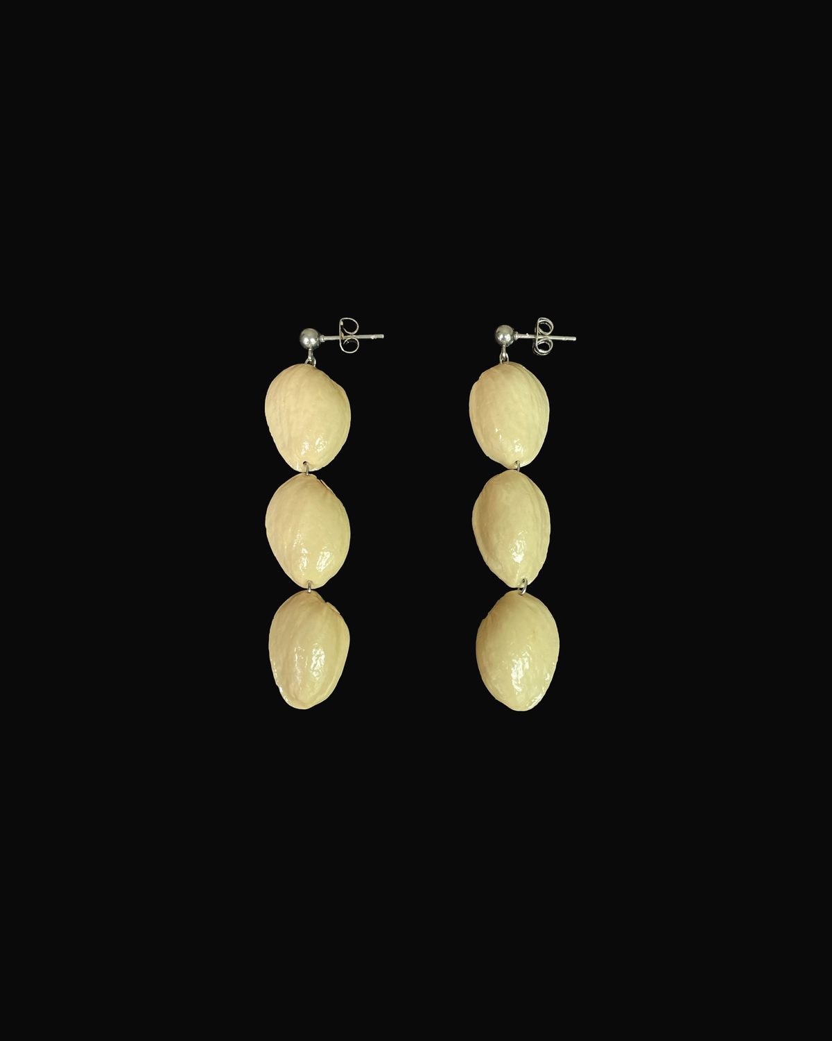Triple Pistachio Shell Earrings