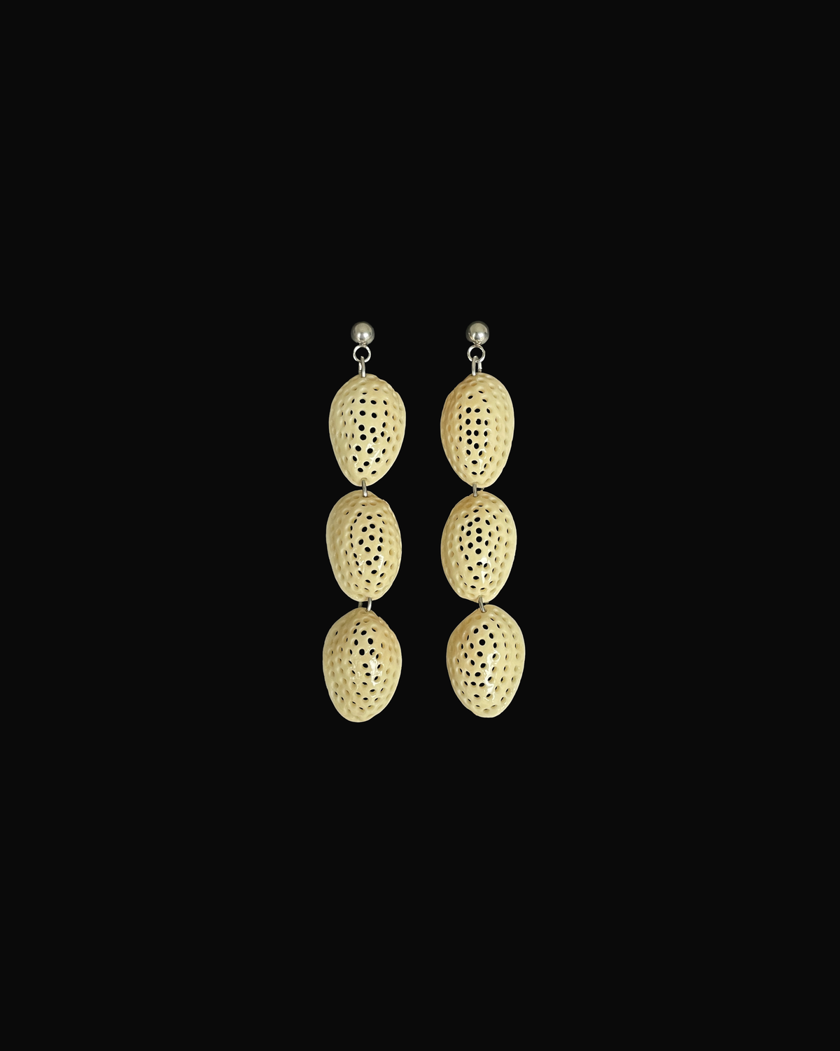 Triple Pistachio Shell Veil Earrings