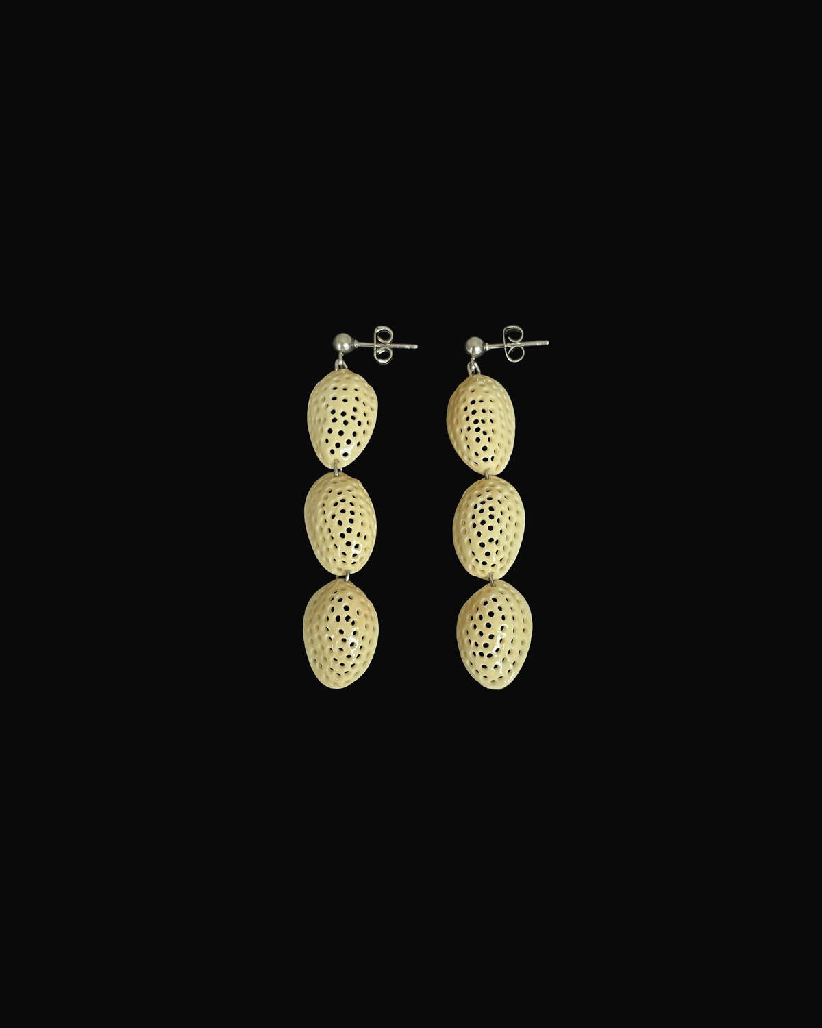 Triple Pistachio Shell Veil Earrings