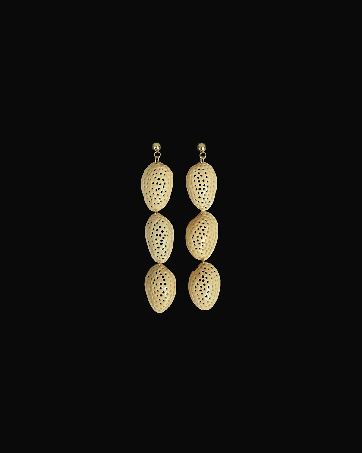 Triple Pistachio Shell Veil Earrings