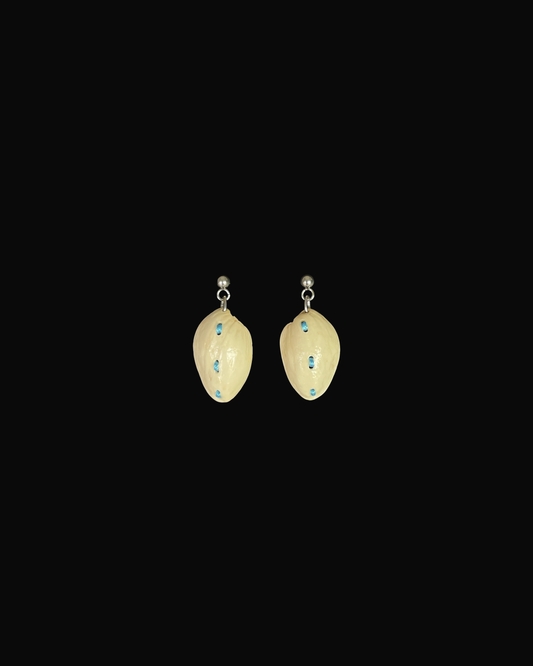 Pistachio Shell Vertical Stitch Earrings