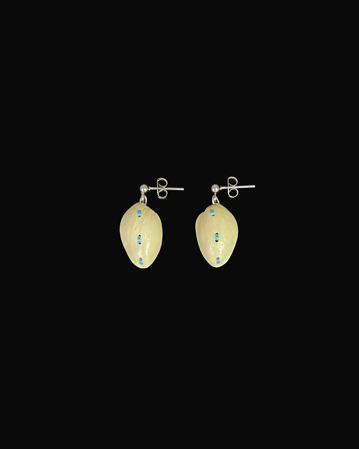 Pistachio Shell Vertical Stitch Earrings