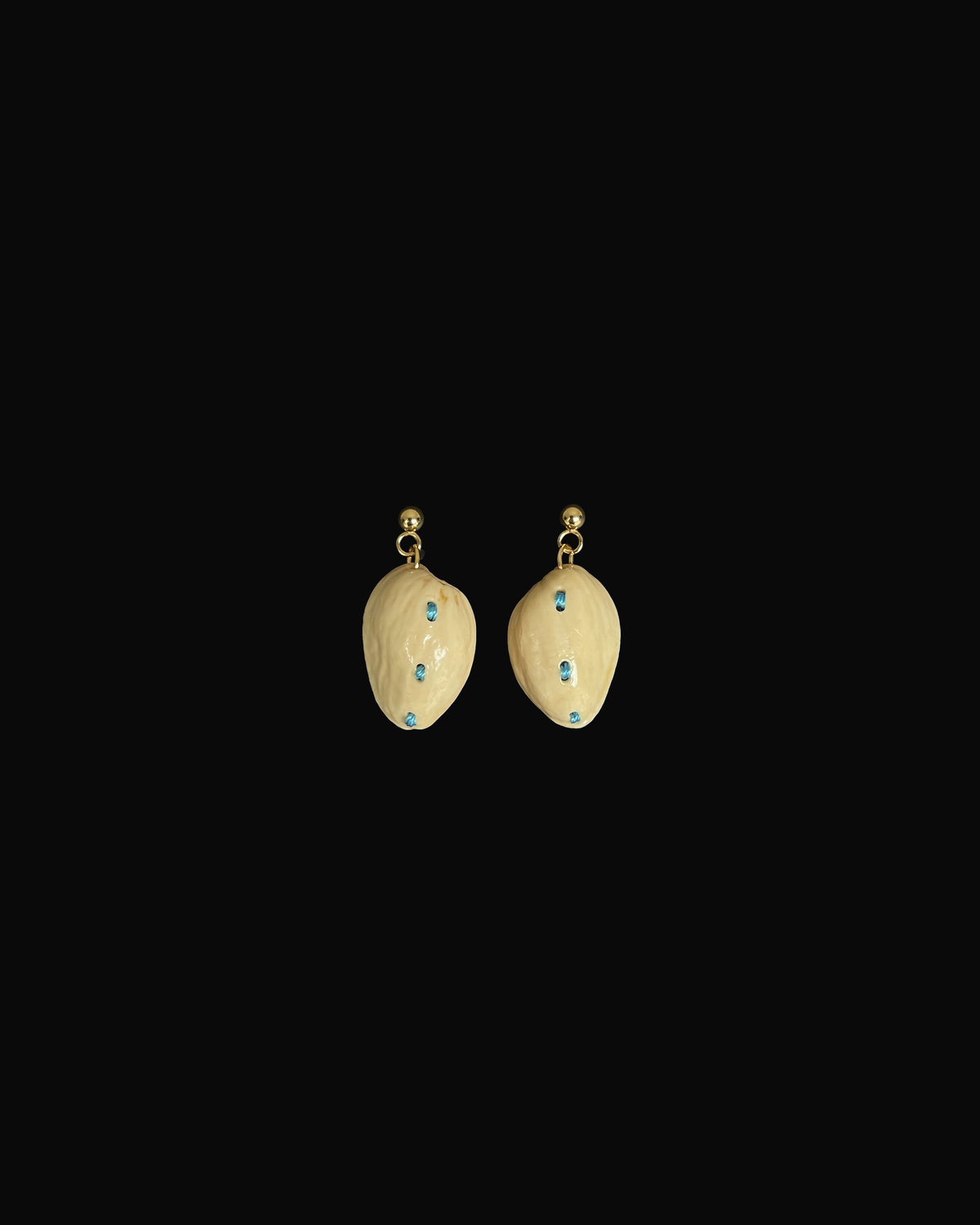 Pistachio Shell Vertical Stitch Earrings